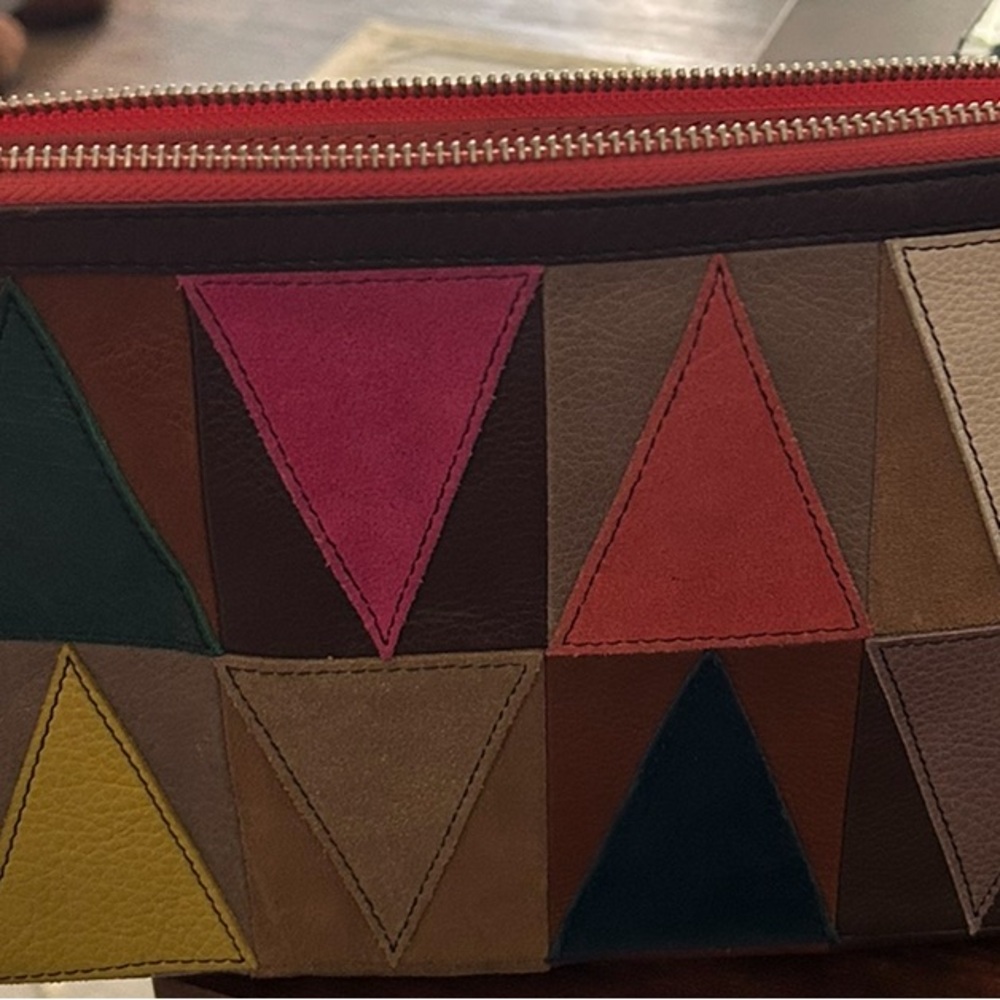 Fossil Women's Leather Clutch,Patchwork Brown Multicolor - Picture 3 of 5